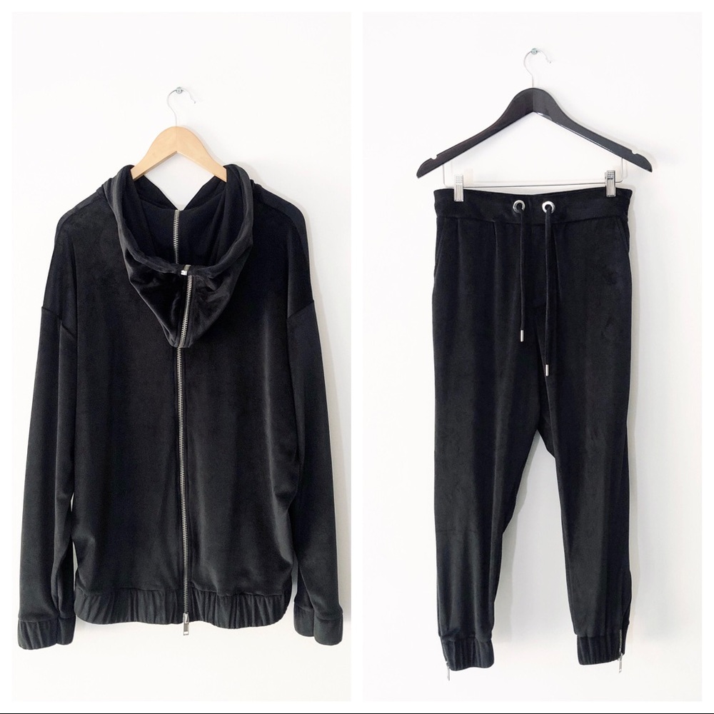 ASOS x Laquan Smith Black Velvet Zipper Tracksuit